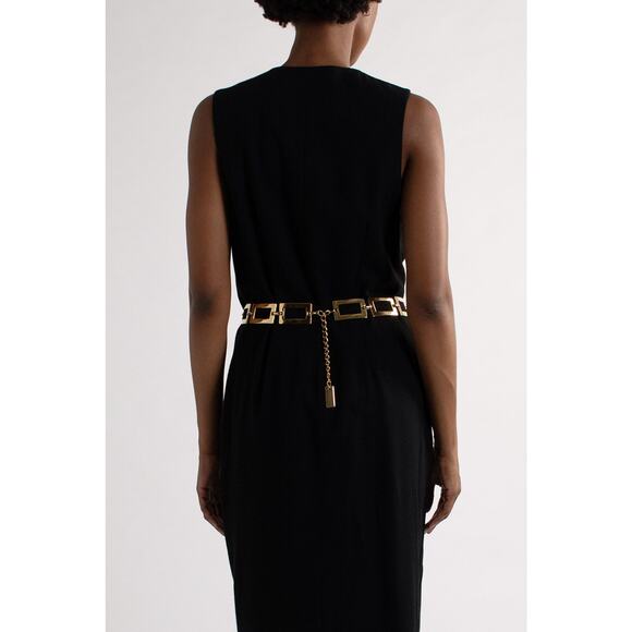 Black Tuxedo Dress with Purple Lapel - Picture 3 of 5